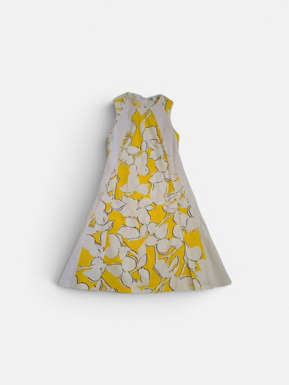 Diane Von Furstenberg Samantha Eden Garden Butter Yellow Floral A-Line Dress‎